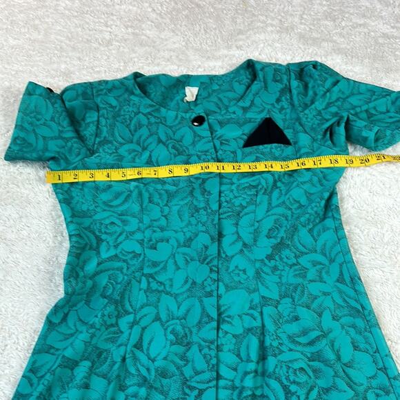 Vintage 80s Unbranded drop waist secretary day dress, size 10 petite - Picture 6 of 9